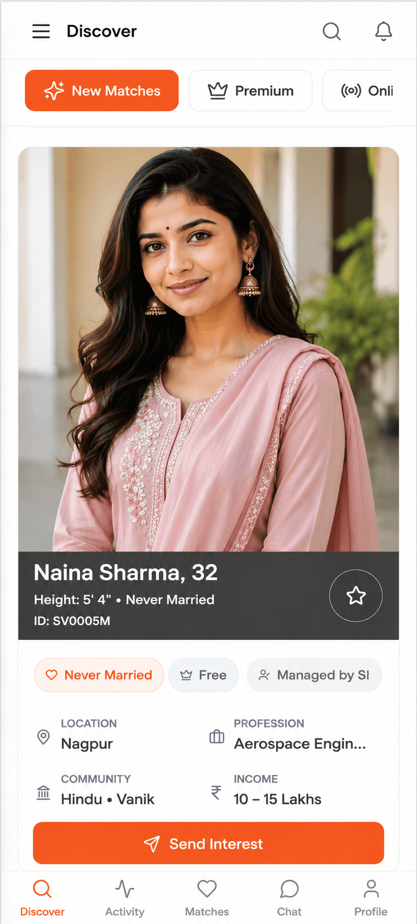 StarVivah Discover screen
