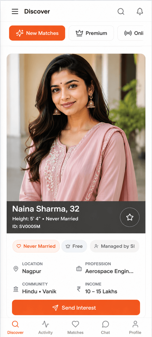 StarVivah Discover screen